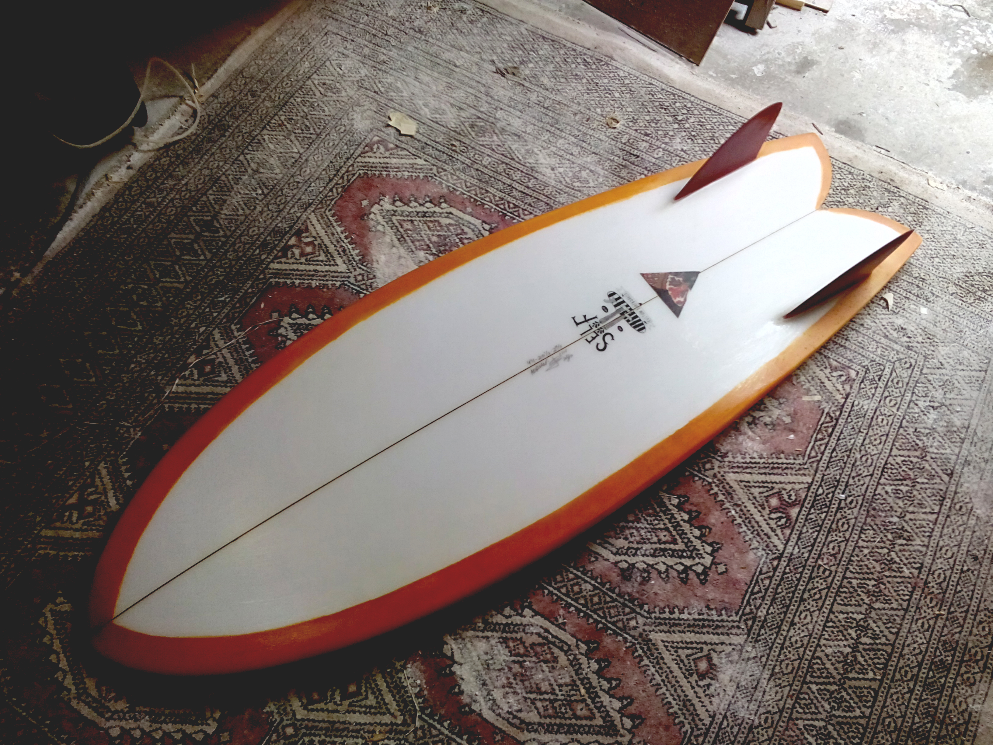 Schroff Twin Fin 360 Early 1980s Rocket Surfboard, All Original