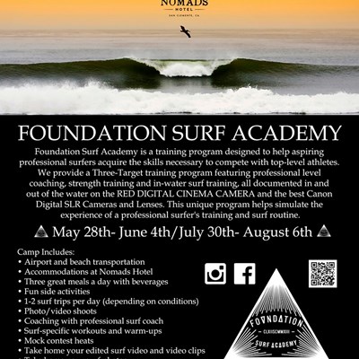 SURF ll TRAIN ll EVOLVE ll GROW Head over to www.foundationsurfacademy.com for more info and to register!