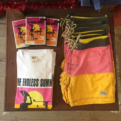 Bruce brown films x noosa longboards colab!  Official and under licence from Bruce brown films. Endless summer tee and shorts.