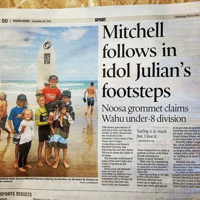 Our little 7 year old supa star @mitchyp08 in paper today after winning the wahoo contest. Go mitchy.#shotgunteamsupagrom
