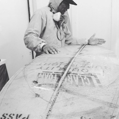 has this #unique and #classic #clarkfoam #surfboardblank in! Ready to be shaped instore by #bashoeberigs with #victorhugoelias