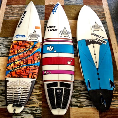 Chris Sanders' Quiver, Custom Boards with Custom Paint jobs!