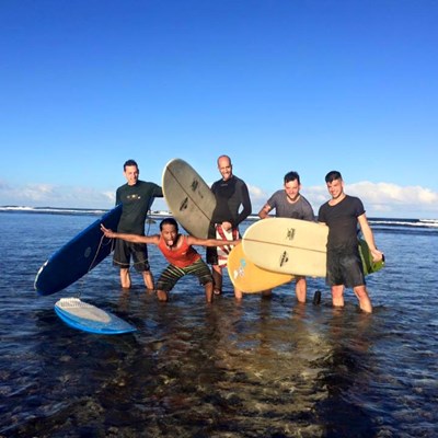 Italian crew surfing at Cemetery. With the master transporTata- Tatski !! Pic by Marianne!!