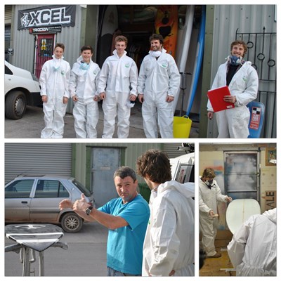 Throw Back Thursday - Matt taking the boys at Ivybridge Community College on a shaping course, whilst Dave explains board repairs. #TBT #Shaping