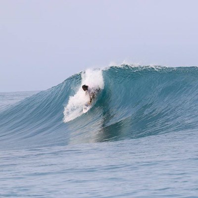 Love the anticipation in this shot.  O'Neill Oz team manager Steve Asmus in the Ments, riding a 6'0