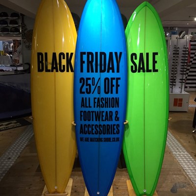 Black Friday Weekend all new Winter Fashion, Shoes and Accessories at 25% off!! Plus discounts on selected boards. 3 days only. Instore and Online http://www.shore.co.uk/