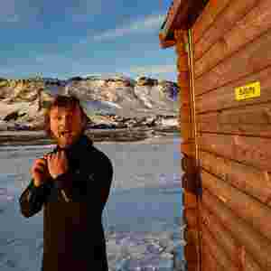 Getting suited in the snow up in Iceland.