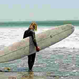 Alex Knost about to paddle out for one of the sessions of his life.